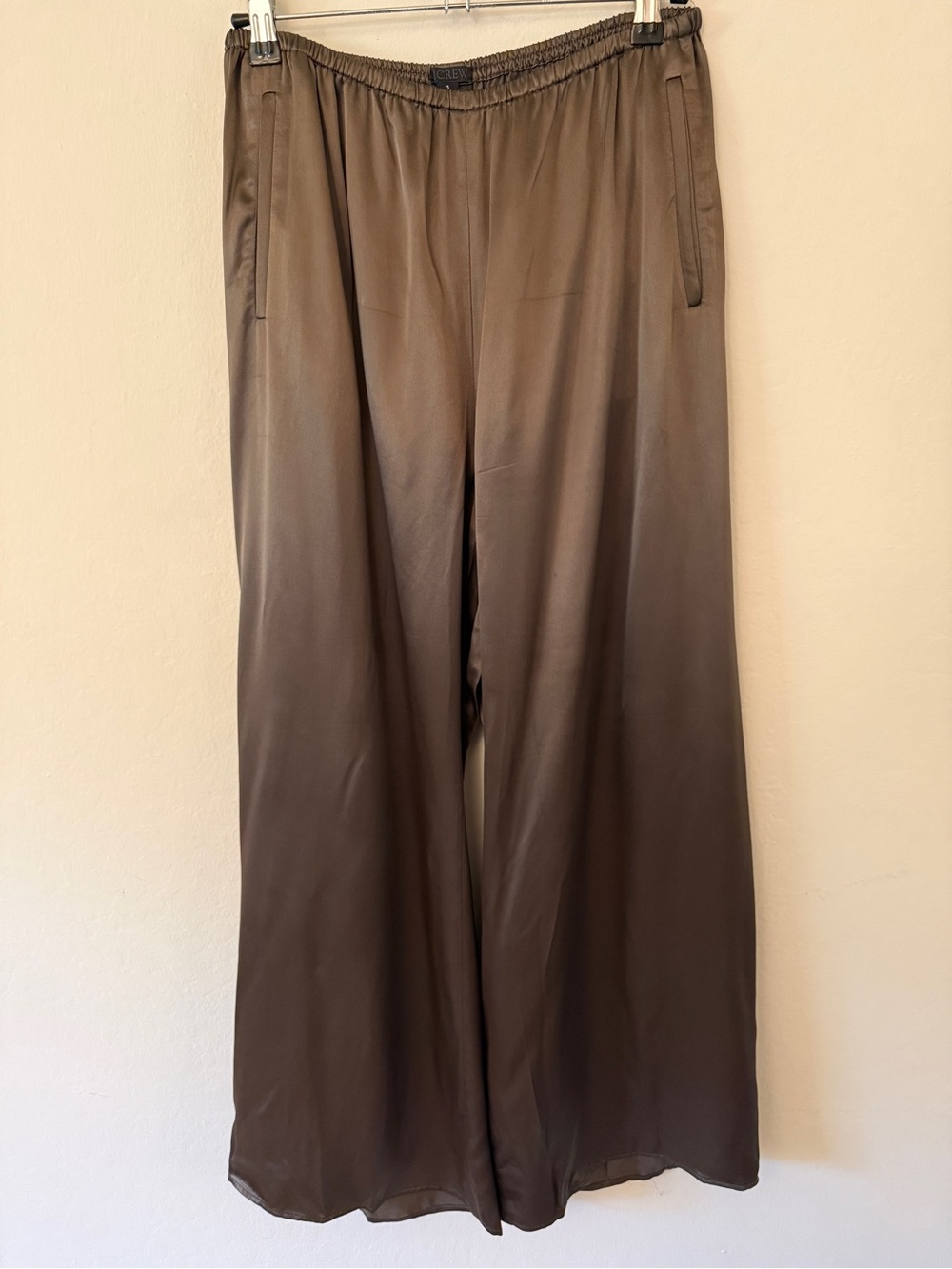 JCrew Cosmo pant in luster charmeuse in Smoky Wood brown - size small - CN714 - Picture 3 of 11